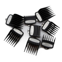 Conjunto de 8 Pentes-Guia de Corte Profissional para & Kemei e Clipper Comb Guard Barberia Preto