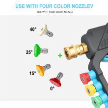 Professional Auto Detailing Car Wash Gun with 4-Color Nozzle Kit with 3 Connectors Rotating Anti- Design