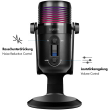 Microphone cardioïde USB avec éclairage RVB, 192 kHz/24 bits