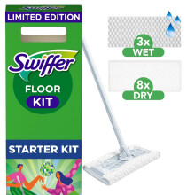 Kit de dépoussiérage avec balai, 8 recharges sèches + 3 recharges humides pour sols