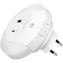 Veilleuse LED avec capteur crépusculaire et chargeur USB 18 W