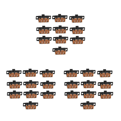 30Pcs High Knob 6 Pin 3 Position DPDT Panel Slide  0.5A 50V