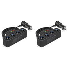 2X 4-Socket Auto Sigarettenaansteker Splitter 12V-24V Telefoon Stroomadapter 120W QC3.0+PD3.1A Auto Sigarettenaansteker Stekker