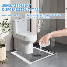 25 Pack Disposable Toilet Mats,Absorbent Toilet Floor Protector Non-Slip Bathroom Potty Training Mat,U Shaped Toilet Mat