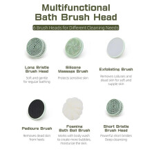 Electric Body Brush Automatic Bath Brush USB Rechargeable Rotating Brush Waterproof Extended Handle for All Skin Types,A