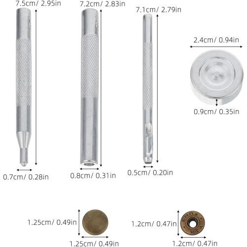 5Mm Metal Snap Buttons Kit with Press Studs and Setter Tools, 100pcs Leather Snap Fasteners 1