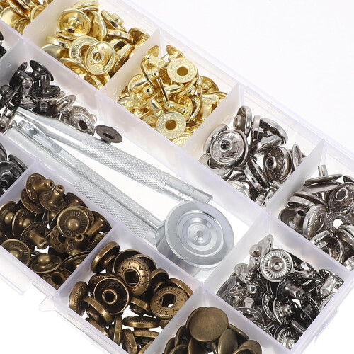 5Mm Metal Snap Buttons Kit with Press Studs and Setter Tools, 100pcs Leather Snap Fasteners 2