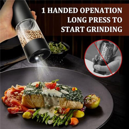 Electric Salt and Pepper Grinder Automatic Mill Convenient One Hand Operation Perfect for Kitchen and BBQ 2