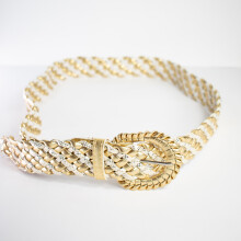 Ceinture pour pantalon femme tressée brillante Glamour 105 cm or argent — ceinture femme élégante, ceinture pour robe