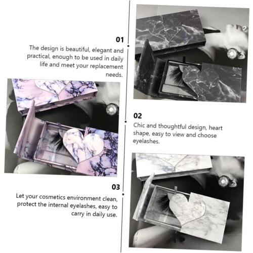 5pcs False Eyelash Storage Case Heart Shape Lash Box Lash Holder for Professional Salons 2