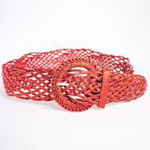 Ceinture Tressée Brillante Pour Femme 115 cm Avec Paillettes Rouge — ceinture femme élastique, accessoire robe