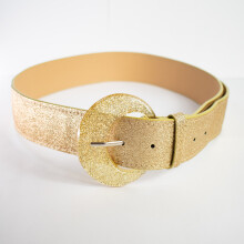 Ceinture pour Pantalons Pailletée Brillante Boucle Ambre 110x5 cm Dorée — ceinture femme, accessoires glamour