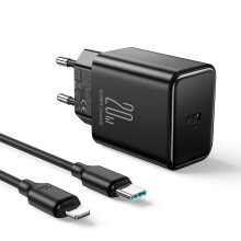 NEXTBATT 20W Schnellladegerät PD + 20W USB-C auf Lightning Kabel, 1m - Schwarz