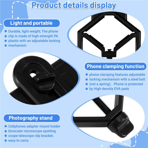 Universal Cell Phone Adjustable Adapter Mount Microscope Spotting Scope Telescope Clip Bracket Mobile Phone Holder 2
