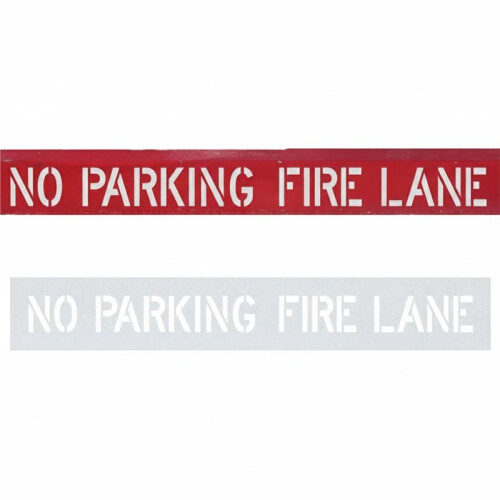 Estêncil de Silicone Reutilizável para Faixa de Incêndio "Proibido Estacionar" de 4x48 Polegadas - Altura da Letra: 4 Polegadas, para Asfalto e
