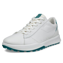 (UK 12-12.5, White/Baygreen) Ecco Mens Street Vibe Lace Up Waterproof Spikless Leather Golf Shoes
