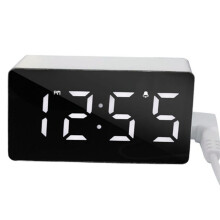 Digital Clock TEMP Date 3 Alarms Power-Off Memory Table Clock USB Powered Always 12/24H Night Mode LED Clock White