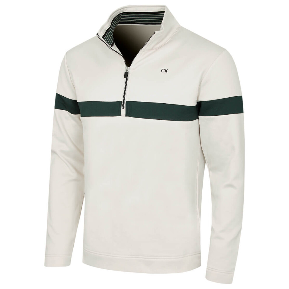 Calvin Klein (M, Oatmeal) Mens 2026 Scale Ck Insul-Lite 1/2 Zip Golf Sweater