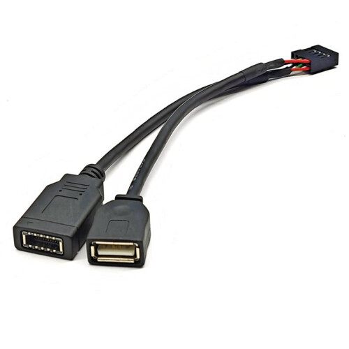 2X USB 9PIN to USB-A Male and TYPE-E KEY-A Cable USB Front Panel Adapter Cable USB 9PIN to USB2.0 Type-C 2
