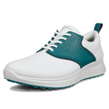 (UK 8-8.5, White/Baygreen) Ecco Mens 2026 Golf S-Casual Hybrid Leather Waterproof Spikeless Golf Shoes