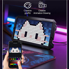 Orologio A Schermo LED Pixel RGB con Luce Notturna, Pannello per Disegno Animato Graffiti DIY, Idea Regalo per Decorazione Sala Giochi, Pixel 24x48