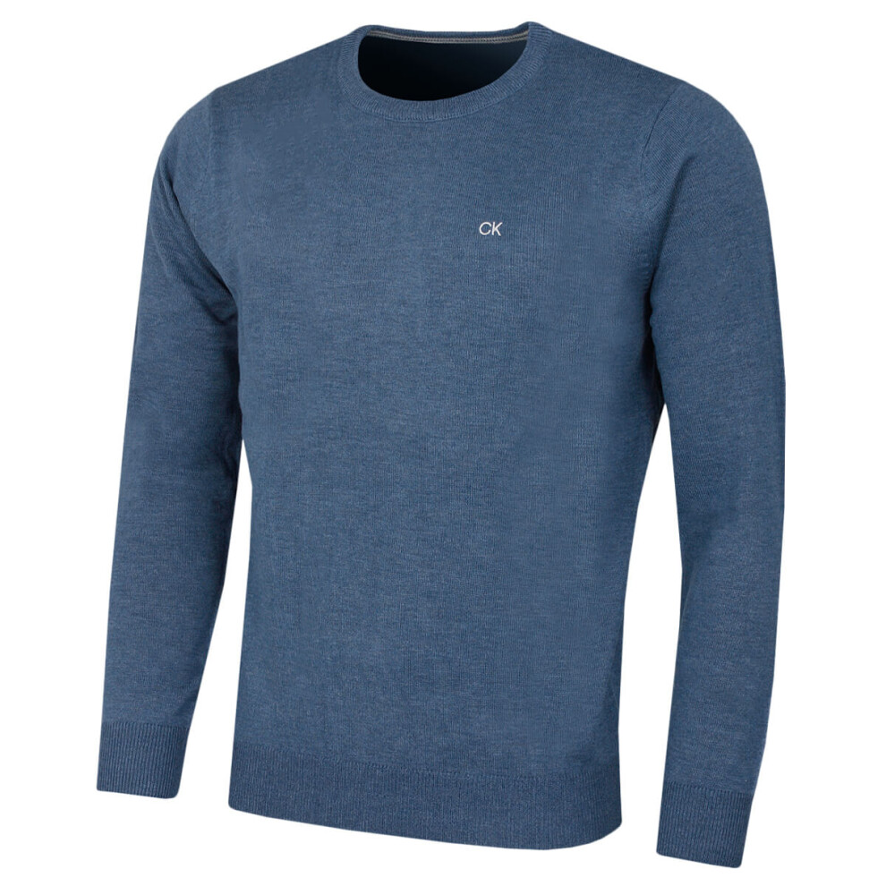 Calvin Klein (Xxxxl, Denim Marl) Mens 2026 Crew Neck Cotton Breathable Golf Sweater