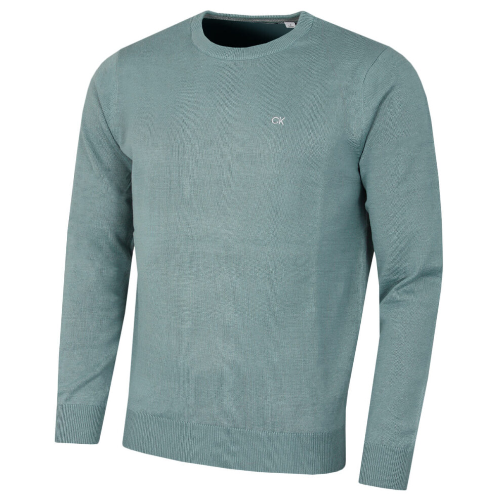 Calvin Klein (S, Sage) Mens 2026 Crew Neck Cotton Breathable Golf Sweater