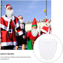 4pcs Santa Beard White Long Fake Beard for Christmas Party Santa Costume Accessories