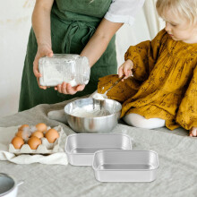 4pcs Square Cake and Bread Baking Tray Set Silver Loaf Pan Household Kitchen Bakeware Oven-Ready Toast