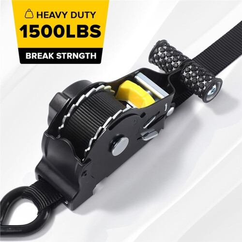 2Pcs Retractable Ratchet Tie Down Straps - 680kg Guaranteed Max Break Strength,Use for Boat, Securing Cargo 1