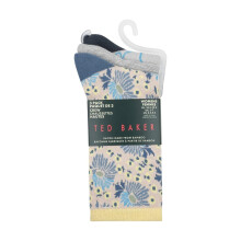 (4 UK-8 UK, Blue/Yellow) Ted Baker Womens/Ladies Floral Crew Socks (Pack of 3)