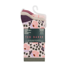 (4 UK-8 UK, Ivory) Ted Baker Womens/Ladies Floral Crew Socks (Pack of 3)