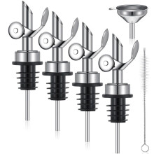 4 PCS Weighted Stainless Steel Pourers Olive Oil Spout Automatic Opening and Closing Spout Silver