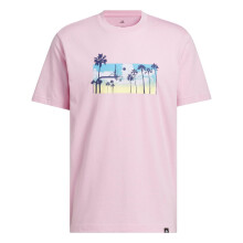 (XS, True Pink) Adidas Mens Palm Tree Cotton Logo T-Shirt