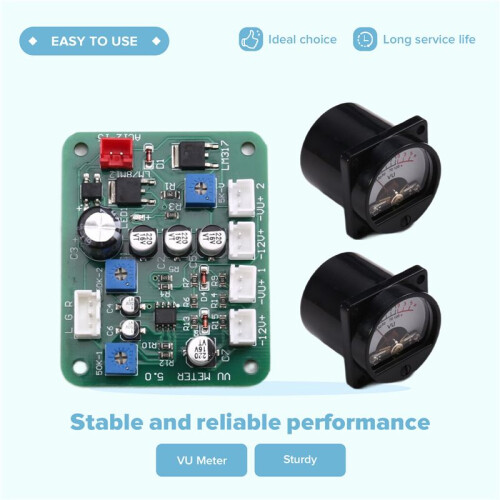 35mm VU Meter Stereo Audio Amplifier Level Indicator Audio Meter Backlight Adjustable with Driver Board for AMP 2