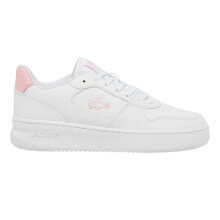 (2.5 UK, White/Pink) Lacoste Childrens/Kids Set Leather Trainers