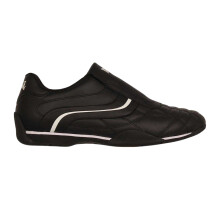 (7.5 UK, Black/White) Lonsdale Mens Camden Leather Slip-on Trainers
