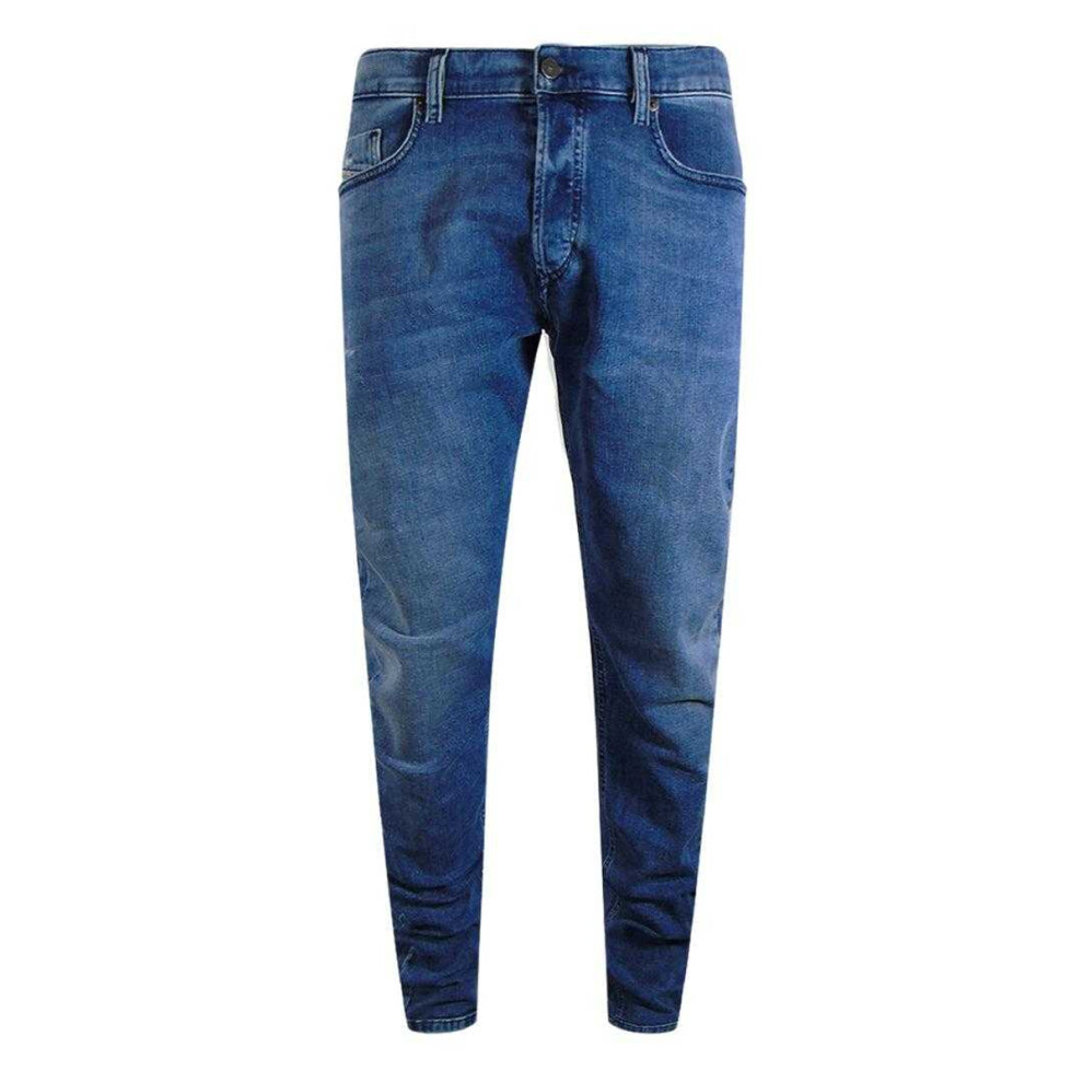 Diesel (30S, Blue) Mens Tepphar-X Denim Leather Badge Jeans