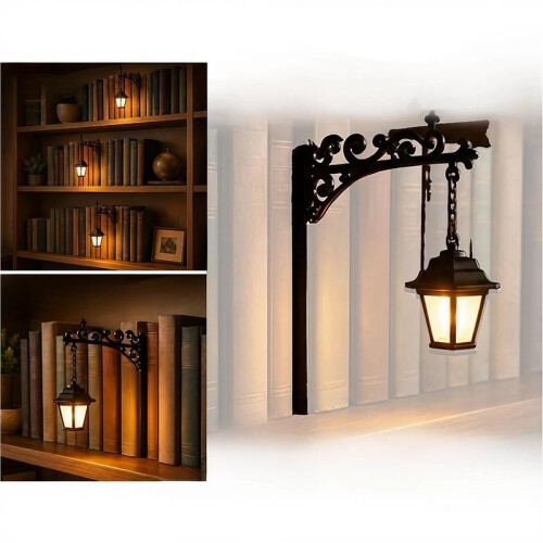 Vintage Library Lantern Bookshelf Light,  Hanging Lamp Warm LED Decor 1