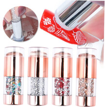 Eleganti timbri per nail art a forma di medaglia di diamante, penne in silicone per trasferimento e piastre per stamping