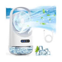 Draagbare airconditioner, 3-in-1 luchtkoeler met USB-poort en 400 ml watertank voor slaapkamer en kantoor