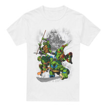 (4XL, White) Teenage Mutant Ninja Turtles Mens Shredder And Turtles Comic T-Shirt