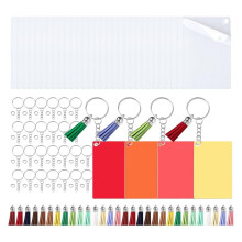 120Pcs Sublimation Keychain Blanks Bulk Protective Film Heat Transfer Keychain Blanks for DIY Handmade