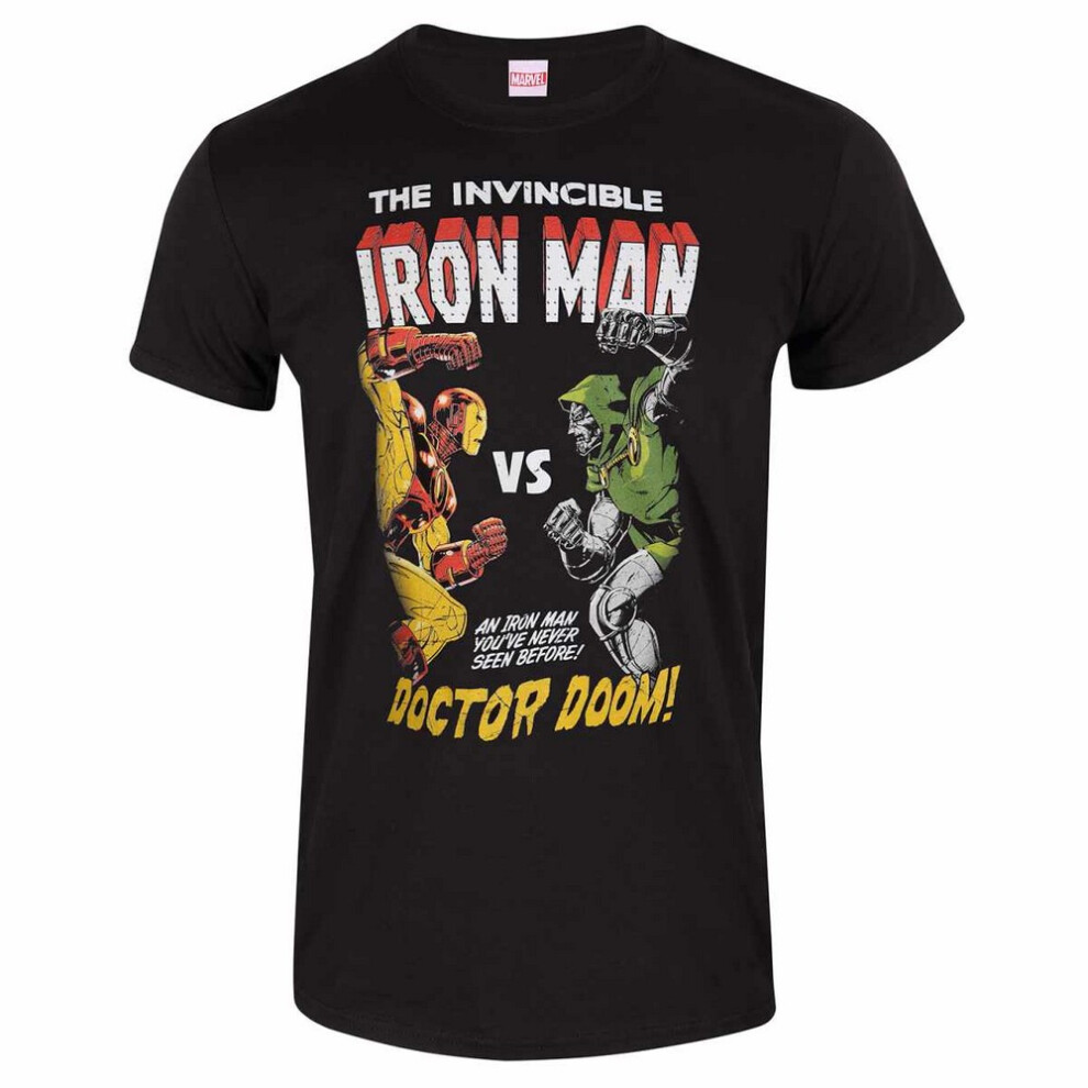 Marvel (L, Black) Unisex Adult Iron Man Vs Doom T-Shirt