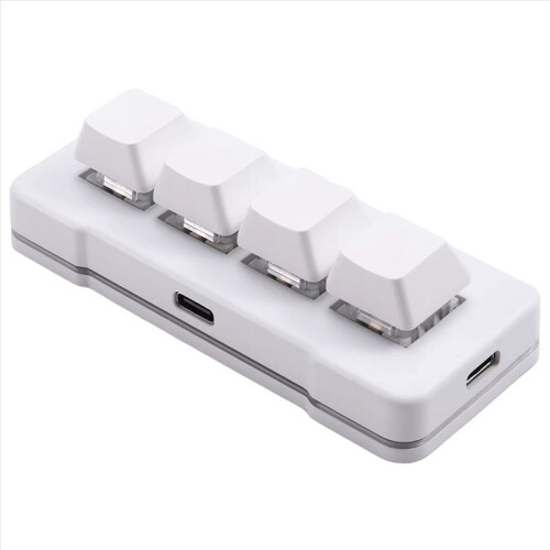 MK424U 4-Key  Customized Keyboard with Mechanical   USB Macro Programmable RGB Gaming Keyboard White 1