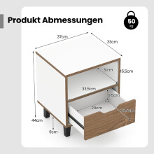 2-delige nachtkastjesset met open plank en lade
