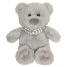 Gray Teddy Bear with Scarf, 25cm, Recycled Filling