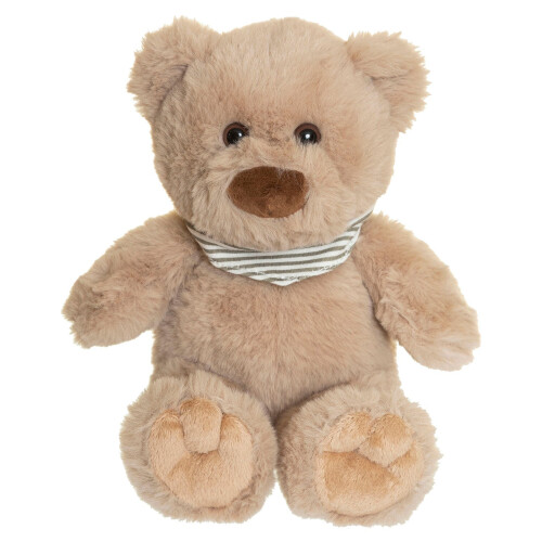 Beige Teddy Bear with Scarf, 25cm, Recycled Filling