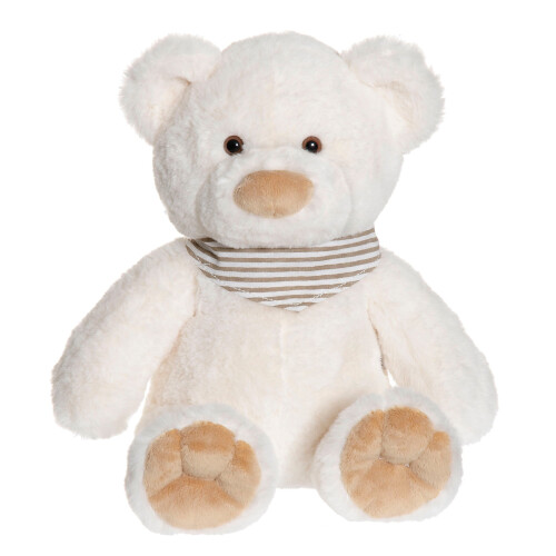 Cream Teddy Bear with Scarf, 35cm, Recycled Fill