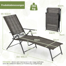 Verstelbare opklapbare ligstoelset, bruin, 2-delig